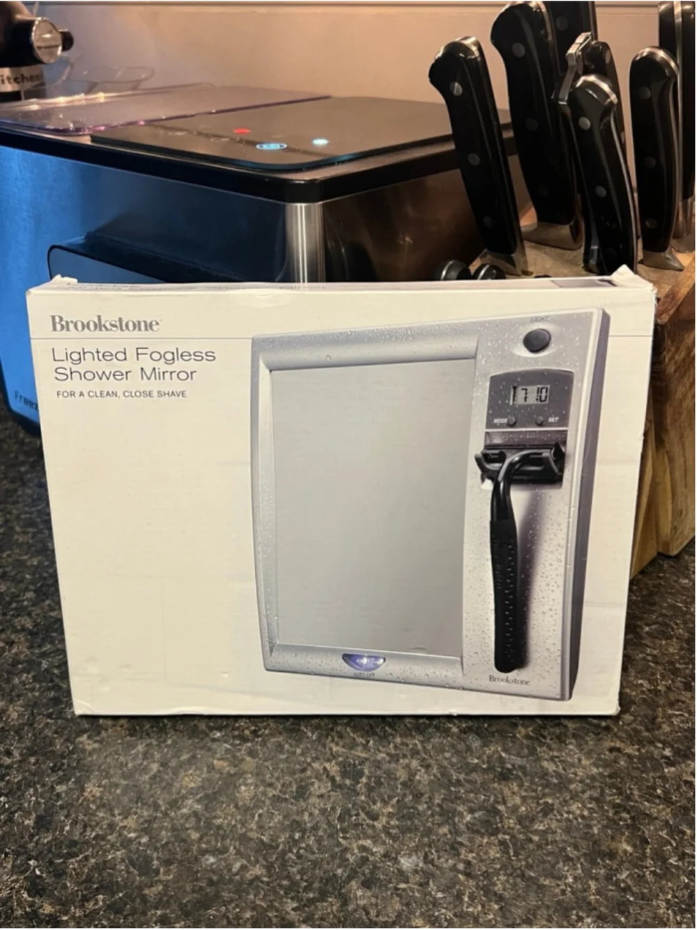 New Brookstone Lighted Fogless Shower Mirror